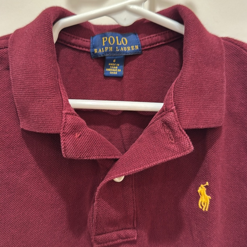 Polo Ralph Lauren classic short sleeved maroon boys size 6 polo! - Picture 3 of 7